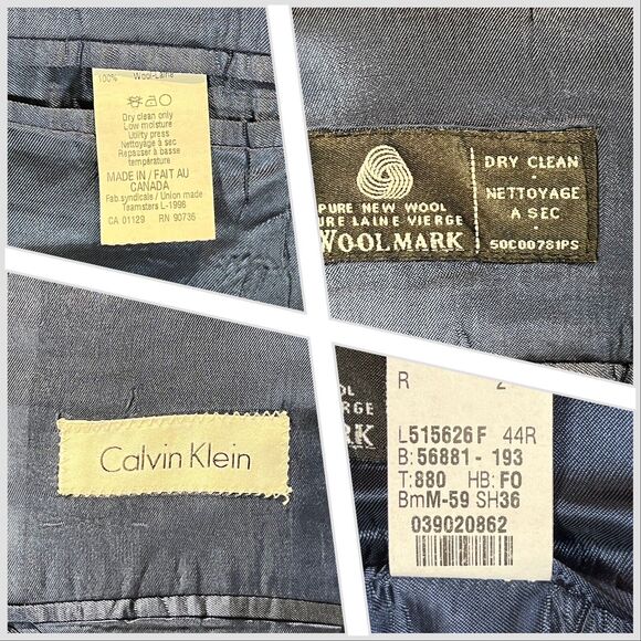 Calvin Klein 44R Mens Navy Blue Pinstripe 3 Button Blazer Sport Coat Jacket - Picture 12 of 12